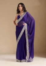 Violet Zariwork (Silver) Chiffon Saree