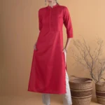 Maroon Solid Cotton Kurta